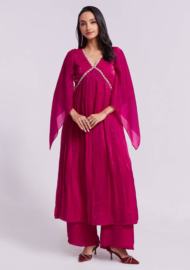 Elegant pink kurta palazzo set