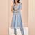 Elegant teal blue kurti trousers set with handwork