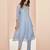 Elegant teal blue kurti trousers set with handwork