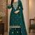 Sea green chinon silk full stitched suits free size upto size 44