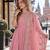 pink silk blend readymade anarkali suit with embroidery & sequence work