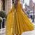 mustard silk blend readymade anarkali suit with embroidery & sequence work