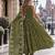 mehendi silk blend readymade anarkali suit with embroidery & sequence work