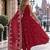 red silk blend readymade anarkali suit with embroidery & sequence work