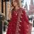 red silk blend readymade anarkali suit with embroidery & sequence work