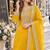 yellow silk blend readymade suit with embroidery & sequence work
