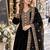 black silk blend readymade suit with embroidery & sequence work