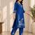 Royal blue cotton blend handpainted kurta set