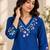 Royal blue cotton blend handpainted kurta set