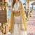 white&yellow silk blend readymade suit with embroidery & sequence work