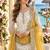 white&yellow silk blend readymade suit with embroidery & sequence work