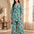 Turquoise printed silk blend co-ord set