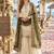 white&mehendi silk blend readymade suit with embroidery & sequence work