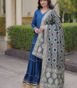 Designer reyon gown with gota patti & lumpy lace work with viscose jacquard dupatta | free size 38-44