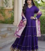 Designer reyon gown with gota patti & lumpy lace work with viscose jacquard dupatta | free size 38-44