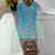 sky&white silk blend readymade suit with embroidery & sequence work