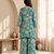 Turquoise printed silk blend co-ord set