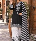 black&white crepe readymade suit with embroidery & printed work