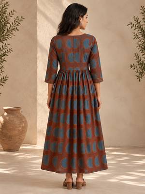 Brown printed dress 2