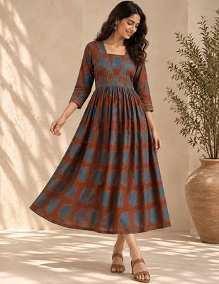Brown printed dress 3