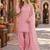 pink soft silk blend readymade suit with lace work