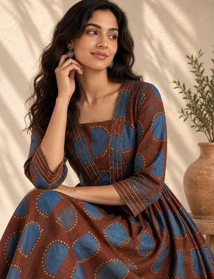 Brown printed dress 4