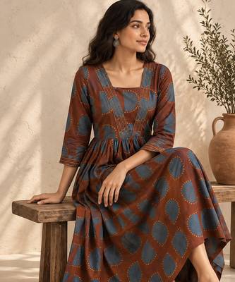 Brown printed dress 5