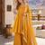 yellow silk blend readymade suit with zarkhand & lace work