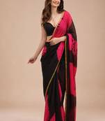 Tie and Dye Cotton Block Print Saree with blouse 