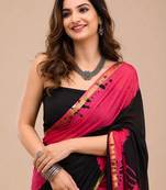 Tie and Dye Cotton Block Print Saree with blouse 