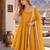 yellow silk blend readymade suit with zarkhand & lace work
