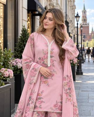 pink georgette readymade suit with digital printed work 2