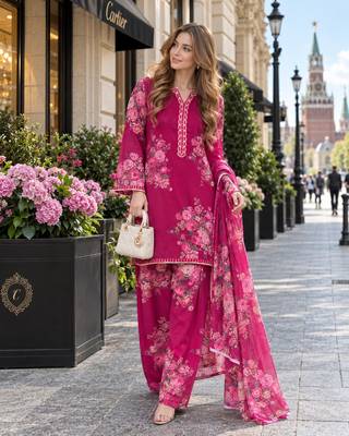 rani georgette readymade suit with digital printed work 1