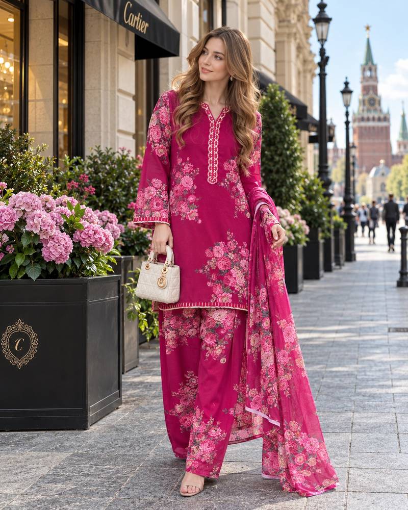 rani georgette readymade suit with digital printed work