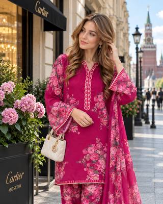 rani georgette readymade suit with digital printed work 2