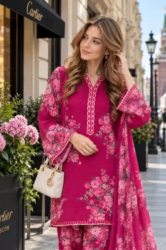 rani georgette readymade suit with digital printed work