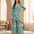 Turquoise printed silk blend co-ord set