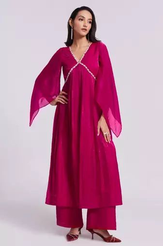 Elegant pink kurta palazzo set