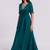 Elegant teal embroidered neck gown