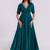 Elegant teal embroidered neck gown