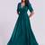 Elegant teal embroidered neck gown