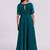 Elegant teal embroidered neck gown