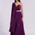 Wine belted sleeveless gown set