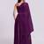 Wine belted sleeveless gown set