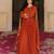 Elegant rust georgette gown with embroidered dupatta