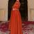 Elegant rust georgette gown with embroidered dupatta