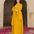 Radiant mustard yellow georgette embroidered gown with dupatta
