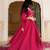 Elegant rani pink georgette gown with dupatta and embroidery work