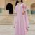 Elegant pink georgette gown with embroidered dupatta