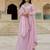 Elegant pink georgette gown with embroidered dupatta
